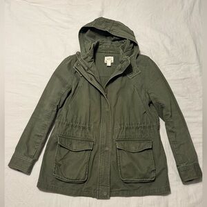 Olive Utility Jacket with Removable Hood